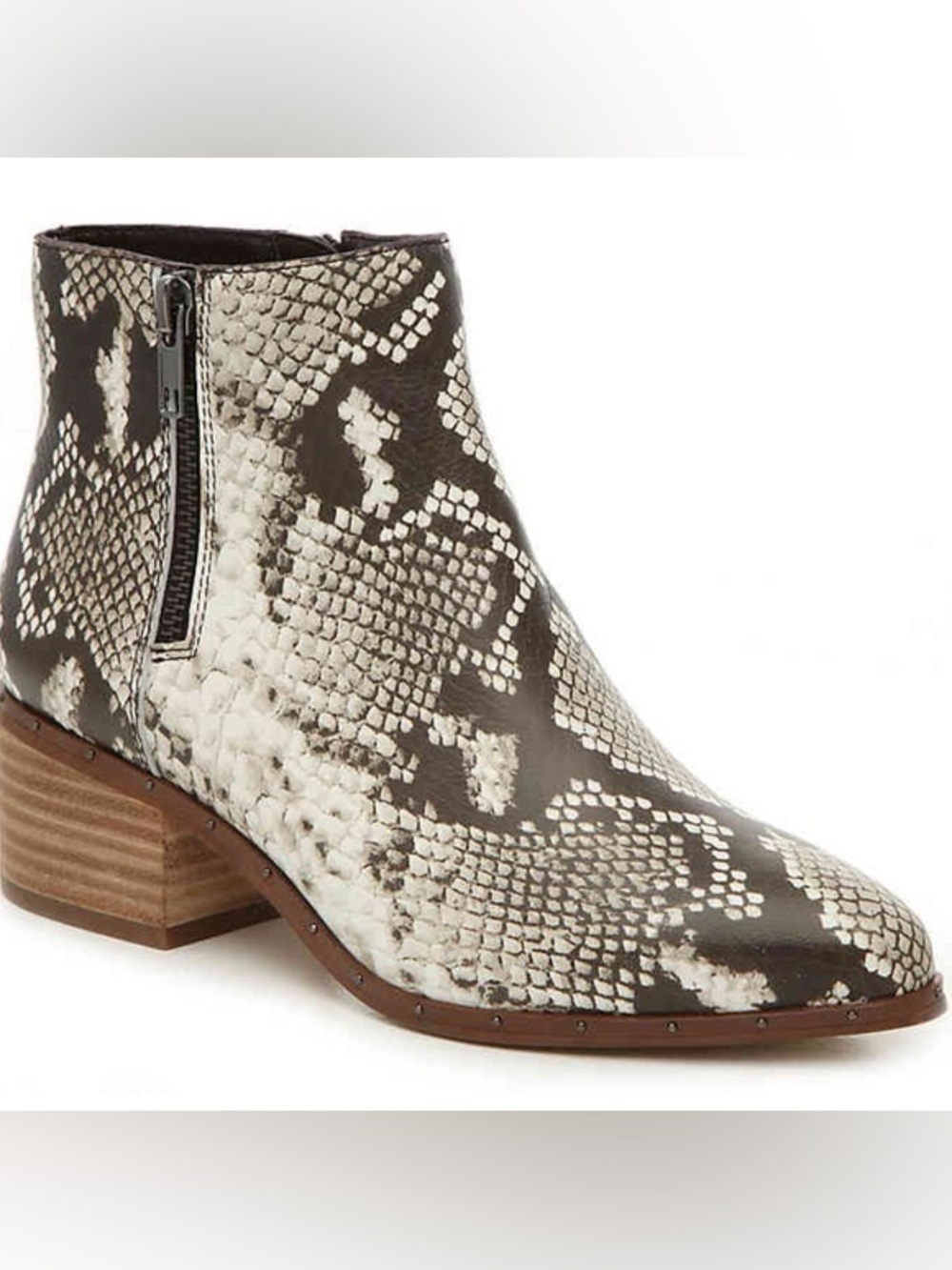 Bleecker & Bond Grey Taupe Snakeskin Pattern Ankle Booties